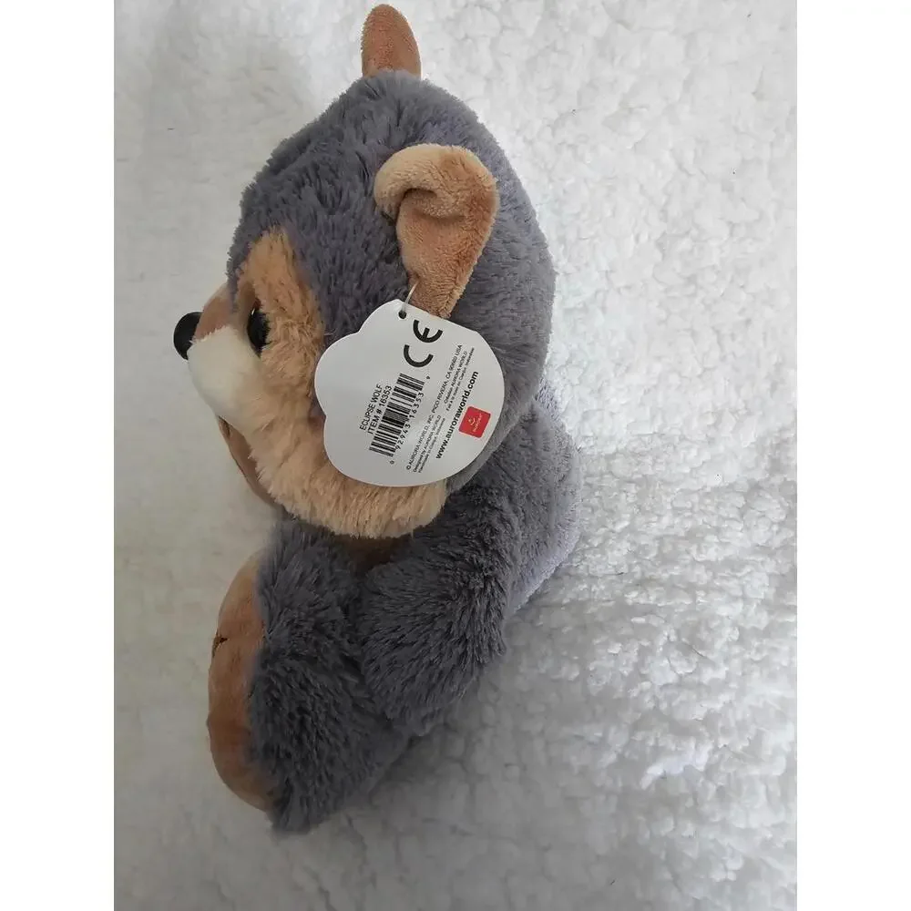 New Aurora Taddle Toes Plush Eclipse Wolf Big Feet Sitting Husky Gray/Brown 9" - Picture 4 of 11
